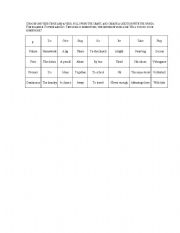 English worksheet: Choose a verb tense, a verb and create a sentence with the word given by the chart