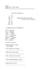 English Worksheet: Verb To Be - Affirmative