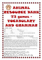 ANIMAL RESOURCE BANK - 73 games, ideas, grammar, links, vocabulary lists for EFL, + Boardgame, Poster - 21_PAGES