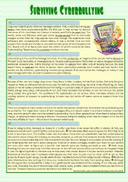 reading - Surviving Cyberbullying  (a true story & tips) + Comprehension + Essay + KEY