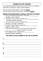 Having Fun with Adverbs - ESL worksheet by Four Candles