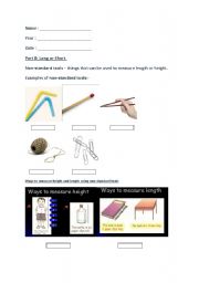 English worksheet: measuring lengths and heights