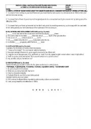 English worksheet: exam for intermediate classes