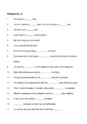 English worksheet: pronoun exercise