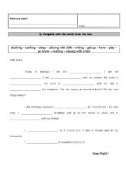 English worksheet: Dirio (cloze text) - Elementary - kids