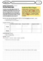 English worksheet: Reading and writing quiz