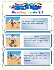 English Worksheet: Rio the movie- reading cards set 2/2