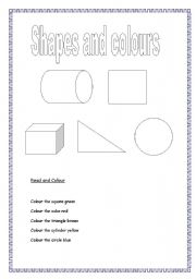 English worksheet: Shapes and Colours