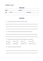 English worksheet: QUESTIONAIRE ABOUT FILS