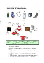English Worksheet: LETS RECYCLE