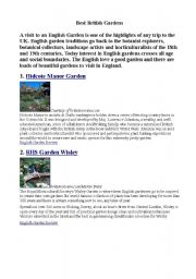 English worksheet: Reading on english gardens 