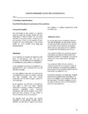 English Worksheet: Nursing Worksheet