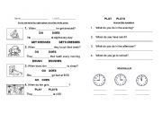 English worksheet: present simple and hours