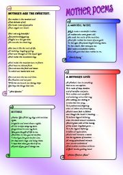 English Worksheet: SOME MOTHER POEMS