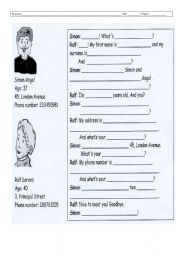 English Worksheet: DIALOGUE WITH PERSONAL IDENTIFICATION