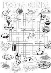 English Worksheet: Food & Drinks Crossword