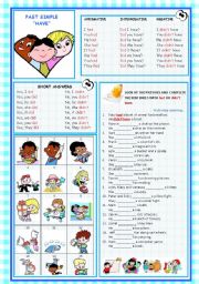 English Worksheet: TENSES - PAST SIMPLE HAVE