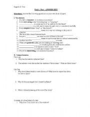 English worksheet: Test I