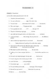 prepositions worksheet