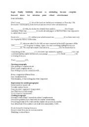 English Worksheet: informal letter