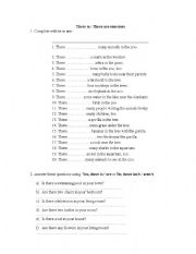 English Worksheet: there is / there are