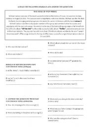 English Worksheet: Simple past-past continuous and when-while