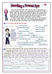 English Worksheet: Describing A Personal Style