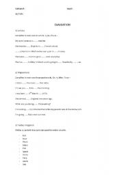 English Worksheet: EVALUATION Intermediate level