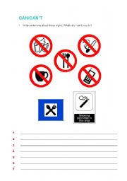 English Worksheet: Can - cant