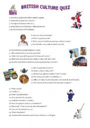 English Worksheet: British Culture Quiz
