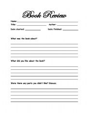 English Worksheet: Book Review Template