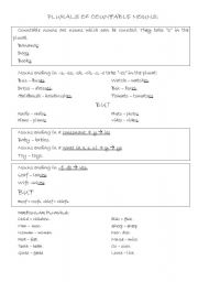 English Worksheet: Plurals of Countable and Uncountable nouns