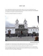 English worksheet: Legend of Quito, Capital City of Ecuador