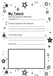 English Worksheet: My Talent