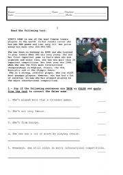 written test on famous tennis player