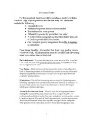 English Worksheet: Awesome Poetry