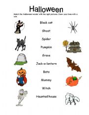 English Worksheet: Halloween match