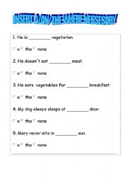 English worksheet: Articles