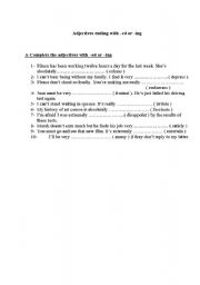 English Worksheet: adjectives used with -ed or -ing