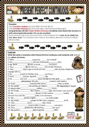 English Worksheet: PRESENT PERFECT CONTINUOUS + KEY