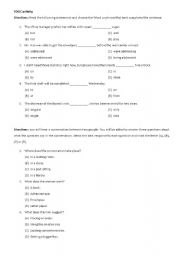 English worksheet: Intermediate grammar activities