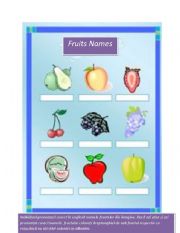 English Worksheet: Fruits names