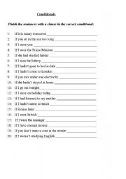 English Worksheet: All Conditionals
