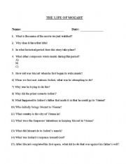 English worksheet: Amadeus Worksheet