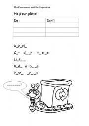English worksheet: the Environment and the imperative