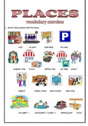 Places - vocabulary exercises part 1