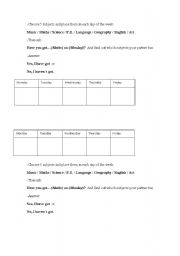 English Worksheet: game subjects of school