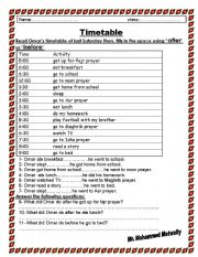 English worksheet: after before