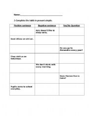 English worksheet: present simple - worksheet