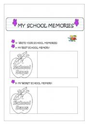 English worksheet: School memories